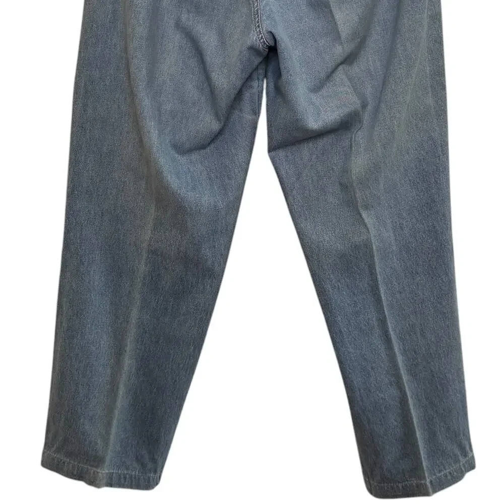 1980's Liz Wear Size 14 Distressed High Rise Mom Light Wash 100% Cotton Jeans
